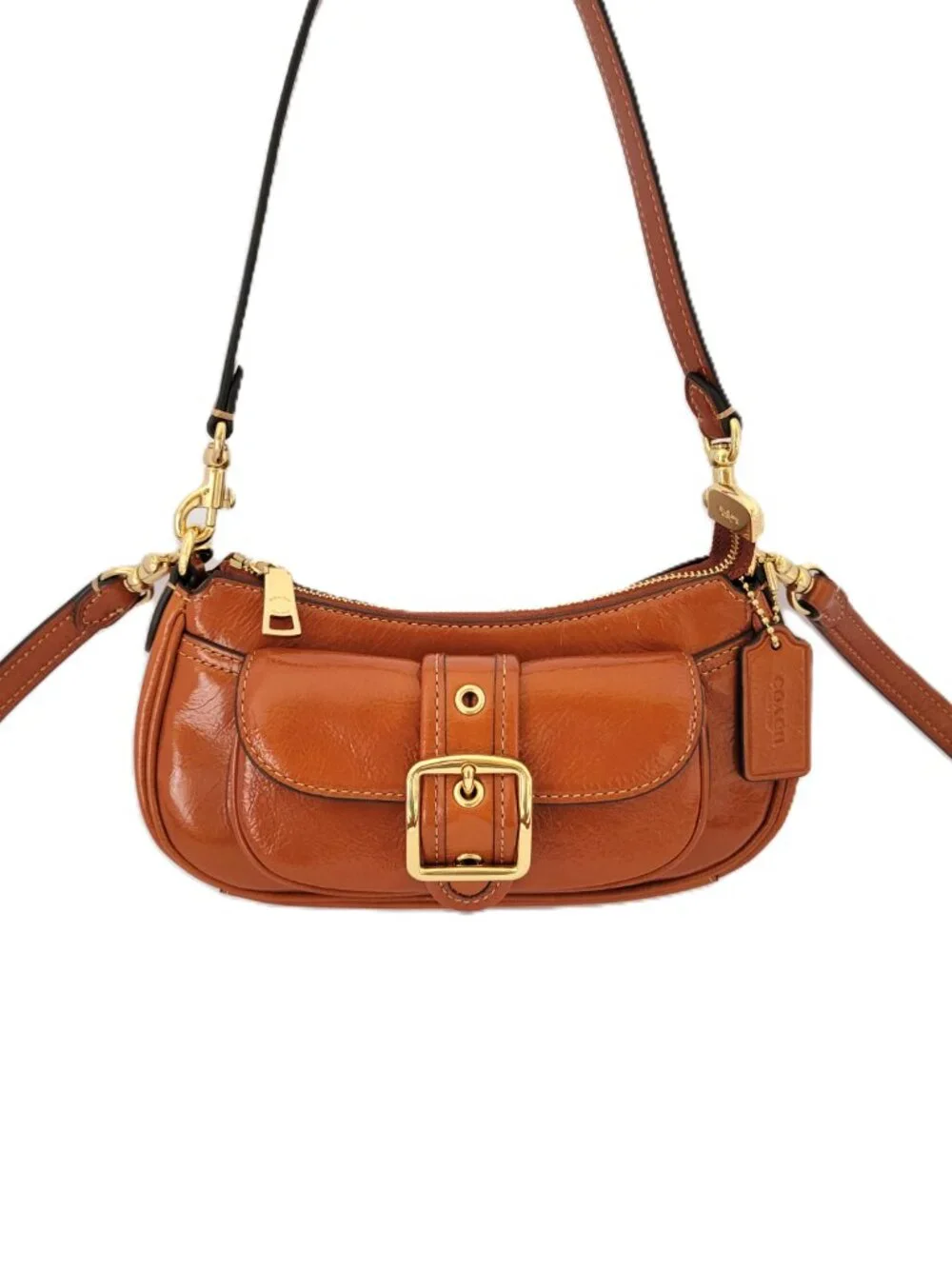 Coach CDB19 Ashton Mini Shoulder Bag Glazed Leather Crossbody Cinnamon Bag - Picture 2 of 7